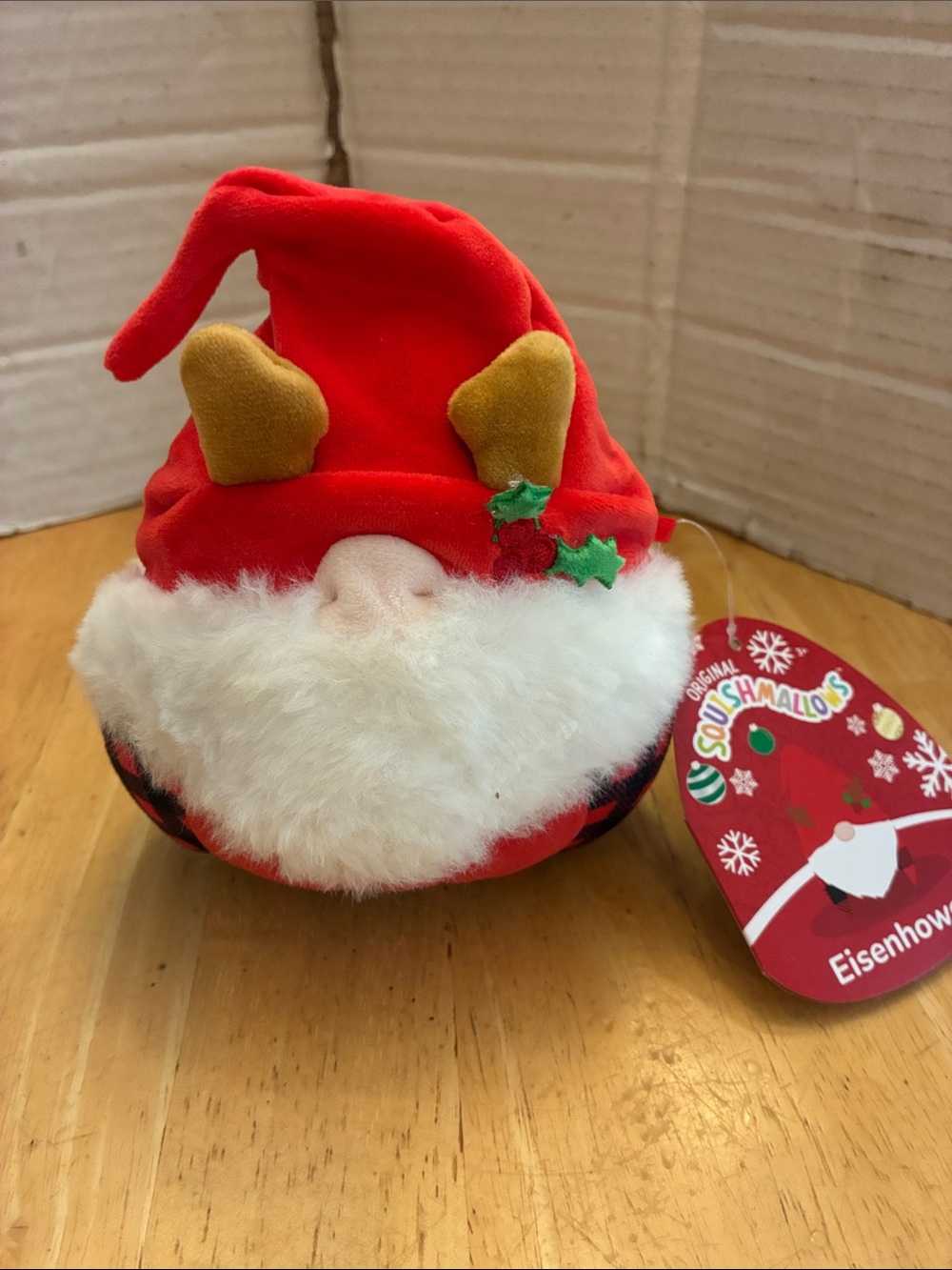 Squishmallows Eisenhower Red Holiday Gnome Plush w White Beard about 4.5in NWT